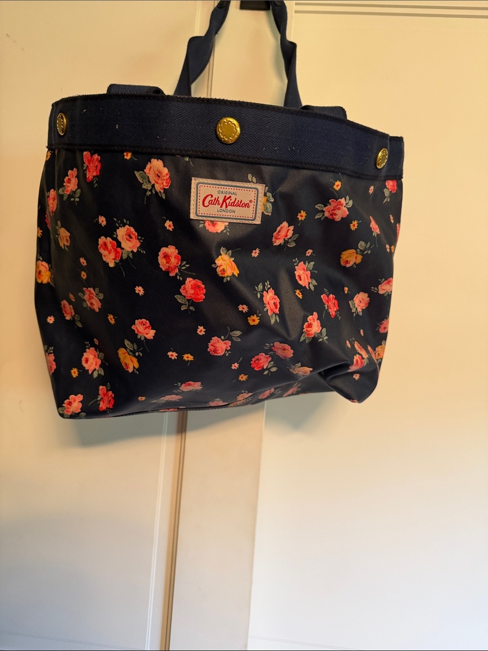 Cath Kidston Navy Floral Small Tote with Pink & Coral Roses